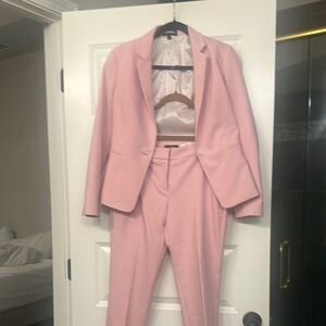 Express Pastel Pink Textured Suit Set with Notched Lapel